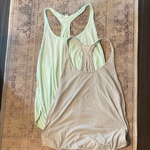 lululemon athletica Mint and Gray Racerback Tank Tops